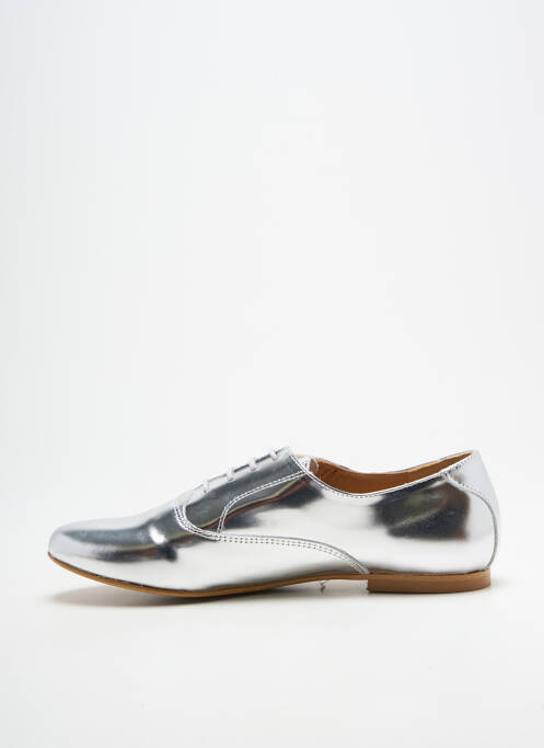Derbies tissage satiné talon plat jusqu'à 3cm argent BELLA STORIA femme