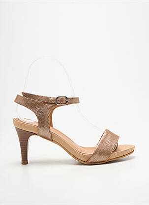 Sandales/nu pieds tissage satiné talon de 7 à 9cm marron BELLA STORIA femme