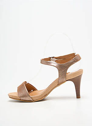 Sandales/nu pieds tissage satiné talon de 7 à 9cm marron BELLA STORIA femme