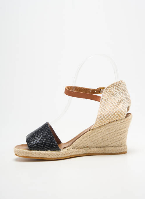 Espadrilles tissage satiné talon de 7 à 9cm noir BELLA STORIA femme