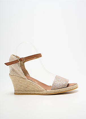 Espadrilles tissage satiné talon de 7 à 9cm beige BELLA STORIA femme