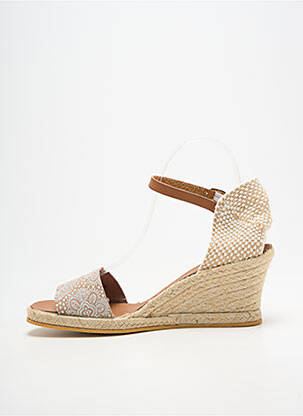 Espadrilles tissage satiné talon de 7 à 9cm beige BELLA STORIA femme