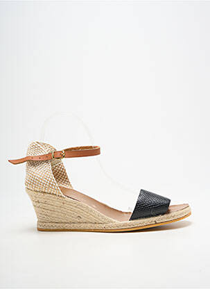 Espadrilles tissage satiné talon de 7 à 9cm noir BELLA STORIA femme