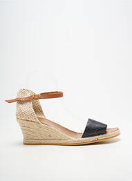 Espadrilles tissage satiné talon de 7 à 9cm noir BELLA STORIA femme