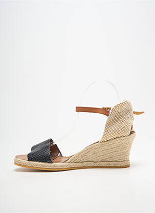 Espadrilles tissage satiné talon de 7 à 9cm noir BELLA STORIA femme