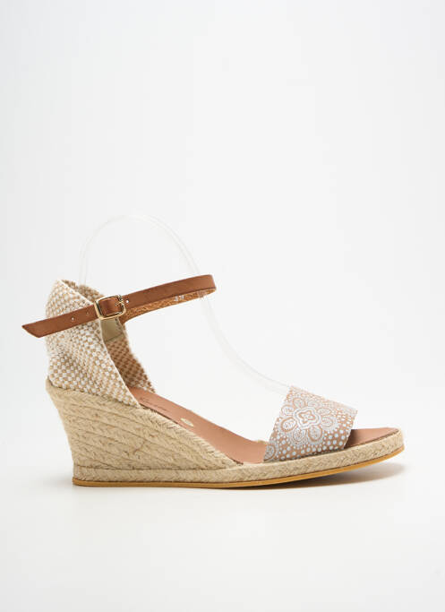 Espadrilles tissage satiné talon de 7 à 9cm beige BELLA STORIA femme