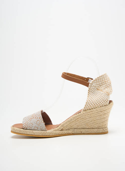 Espadrilles tissage satiné talon de 7 à 9cm beige BELLA STORIA femme
