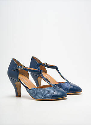 Escarpins tissage satiné talon de 7 à 9cm bleu BELLA STORIA femme
