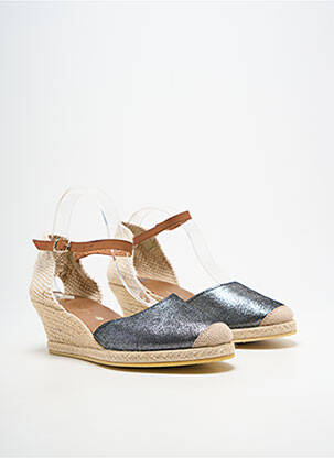Espadrilles bout rond talon de 4 à 6cm argent BELLA STORIA femme