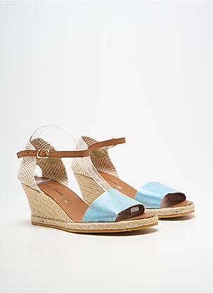 Espadrilles tissage satiné talon de 4 à 6cm bleu BELLA STORIA femme
