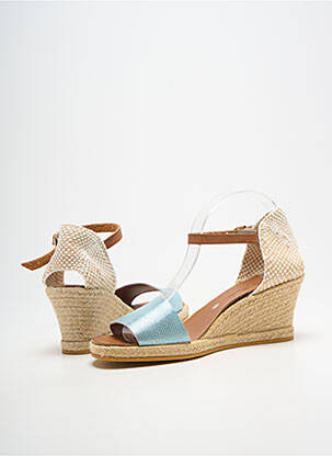 Espadrilles tissage satiné talon de 4 à 6cm bleu BELLA STORIA femme