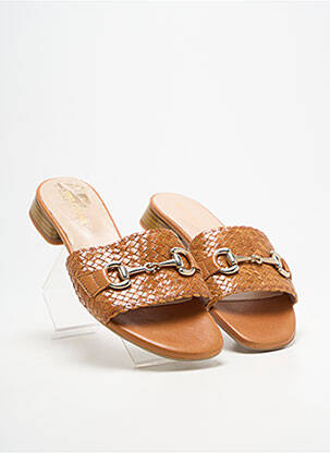 Mules/sabots chiquet talon plat jusqu'à 3cm marron BELLA STORIA femme