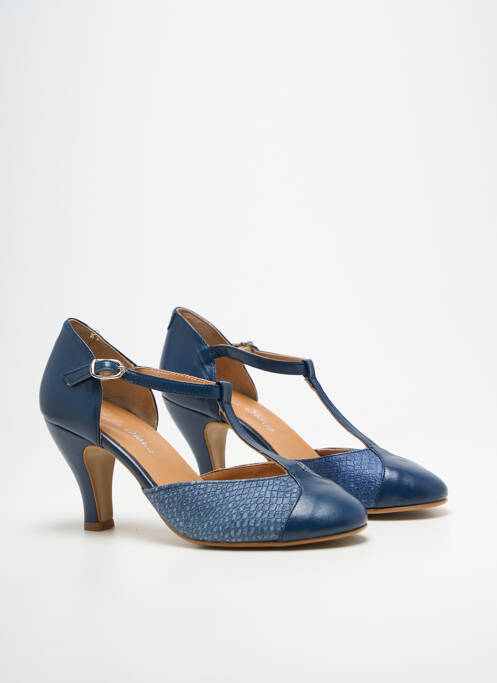 Escarpins tissage satiné talon de 7 à 9cm bleu BELLA STORIA femme