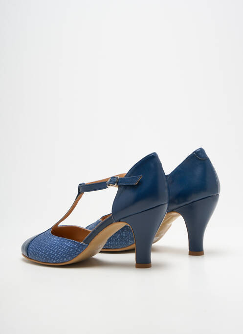 Escarpins tissage satiné talon de 7 à 9cm bleu BELLA STORIA femme