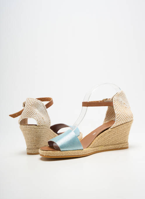 Espadrilles tissage satiné talon de 4 à 6cm bleu BELLA STORIA femme