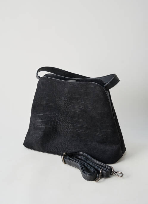 Sac fermeture rabat clipsé forme rectangulaire noir ETERNEL femme