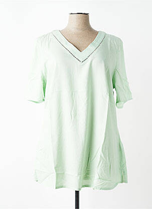 Blouse tissage popeline manches courtes vert SHEEGO femme