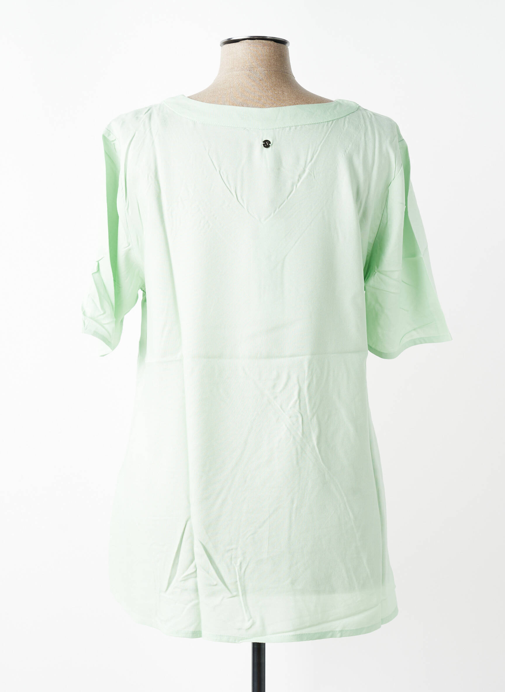 Blouse tissage popeline manches courtes vert SHEEGO femme