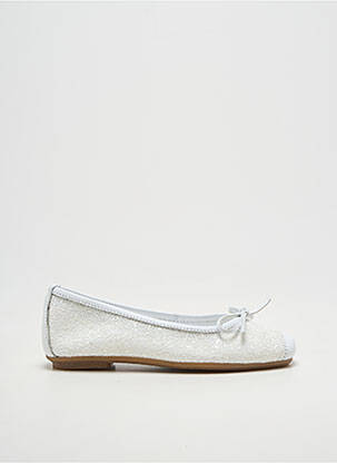 Ballerines bout carré chiquet blanc REQINS fille