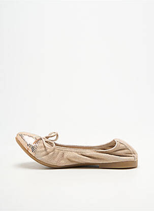Ballerines tissage satiné chiquet beige REQINS fille