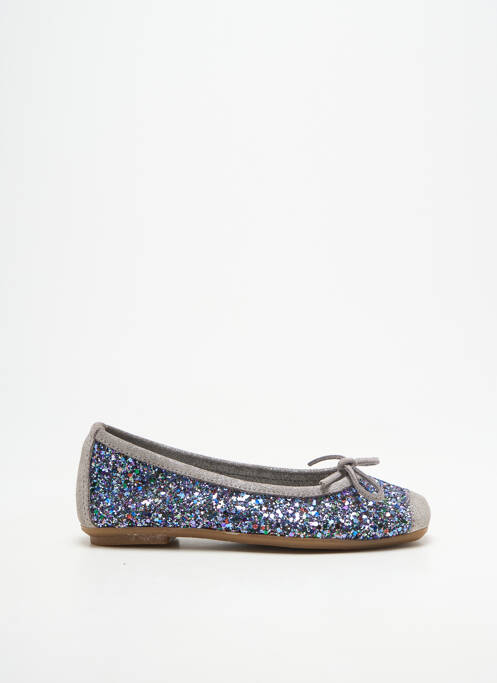 Ballerines bout carré chiquet gris REQINS fille