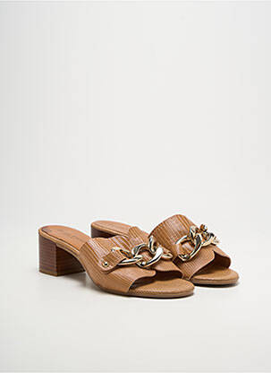 Mules/sabots bout ouvert talon de 4 à 6cm marron DONNA LUCCA femme