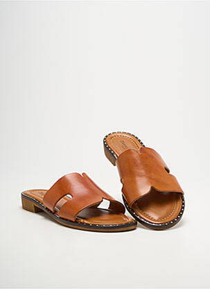 Mules/sabots tissage satiné talon plat jusqu'à 3cm marron DONNA LUCCA femme
