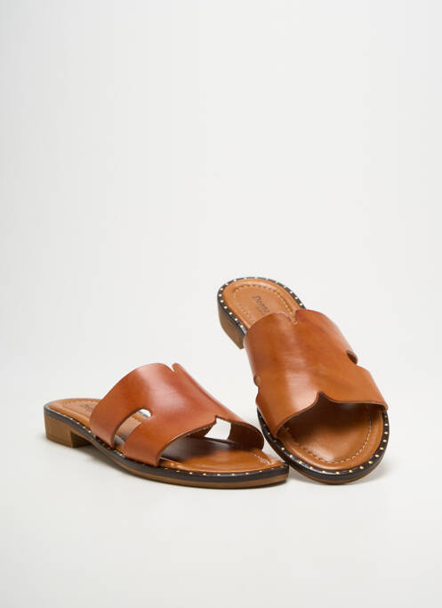 Mules/sabots tissage satiné talon plat jusqu'à 3cm marron DONNA LUCCA femme