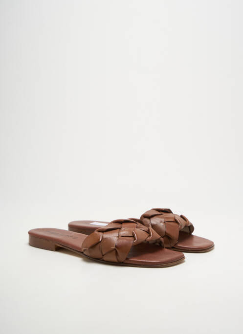 Mules/sabots semelle extérieure cuir talon plat jusqu'à 3cm marron DONNA LUCCA femme