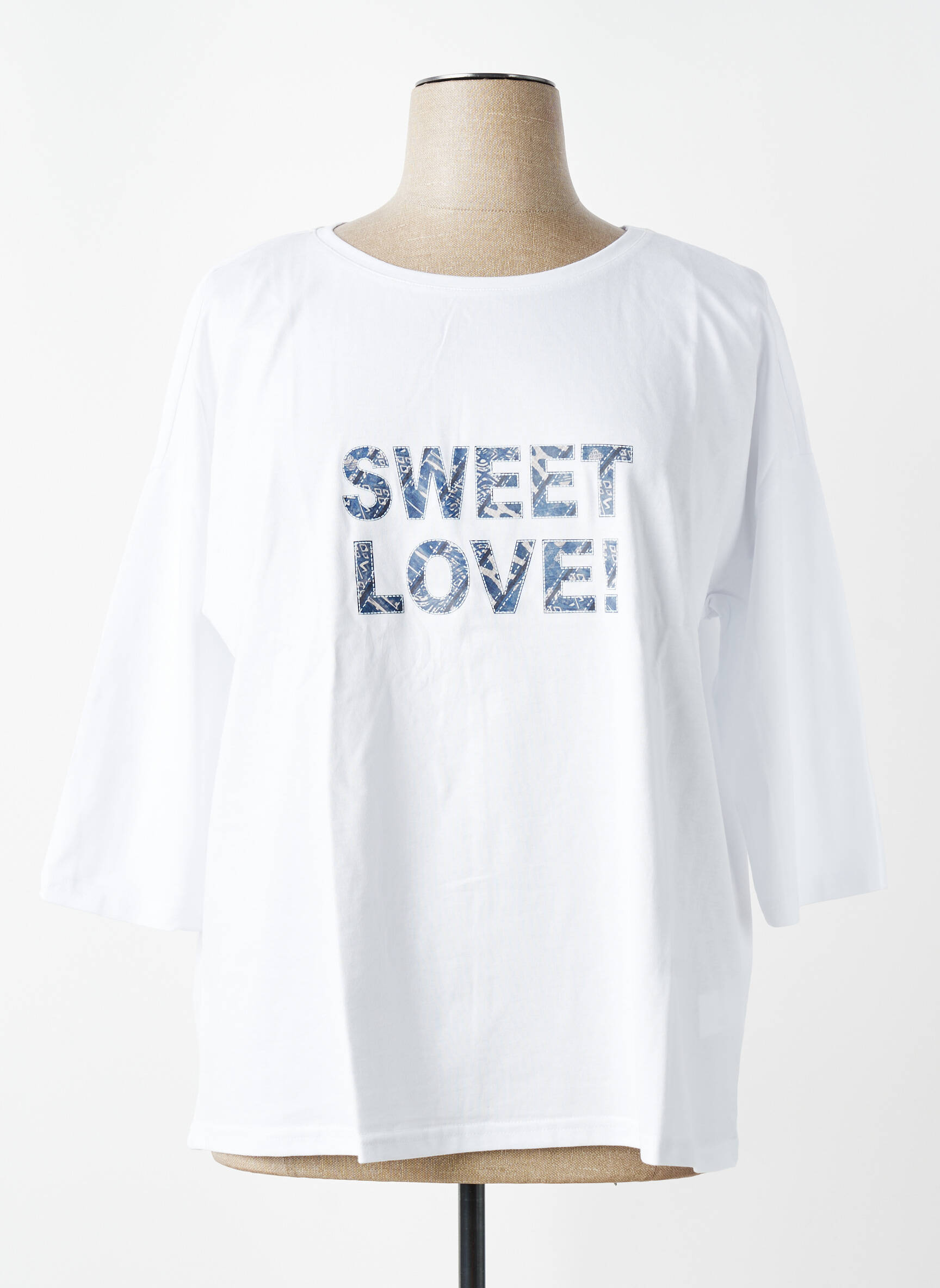 Top stretch manches 3/4 blanc SHEEGO femme