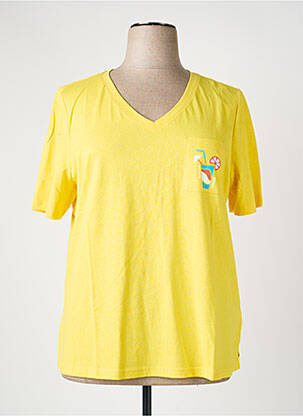 T-shirt sérigraphie floquée manches courtes jaune SHEEGO femme