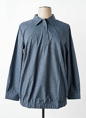 Blouse poignets boutonnés avec fente manches longues bleu SHEEGO femme