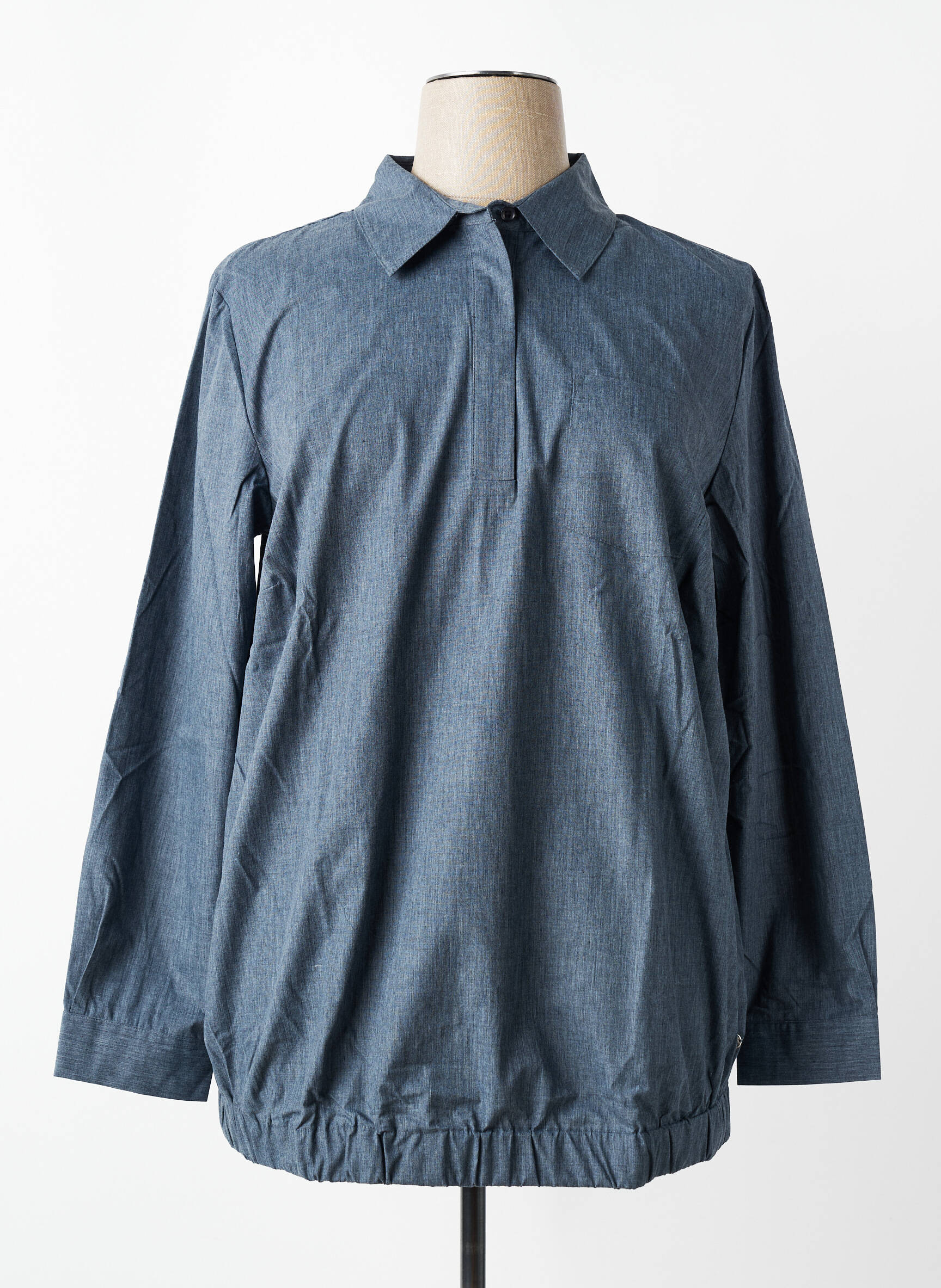 Blouse poignets boutonnés avec fente manches longues bleu SHEEGO femme