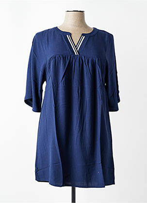 Tunique manches courtes col v bleu SHEEGO femme