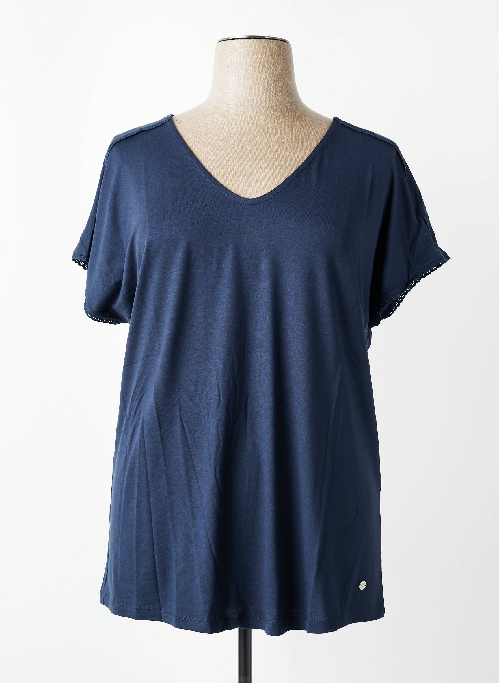 Top stretch manches courtes bleu SHEEGO femme