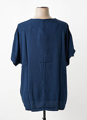 Blouse tissage popeline manches courtes bleu SHEEGO femme