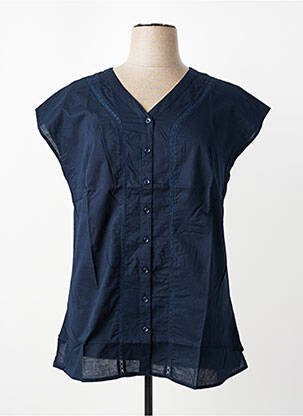 Chemisier coupe cintrée sans manche bleu SHEEGO femme
