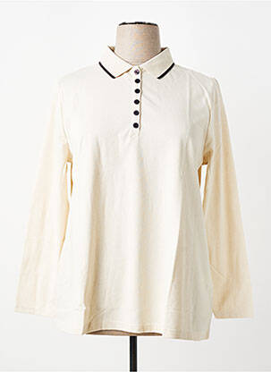 Polo fermeture boutonnée sur le devant manches longues beige SHEEGO femme
