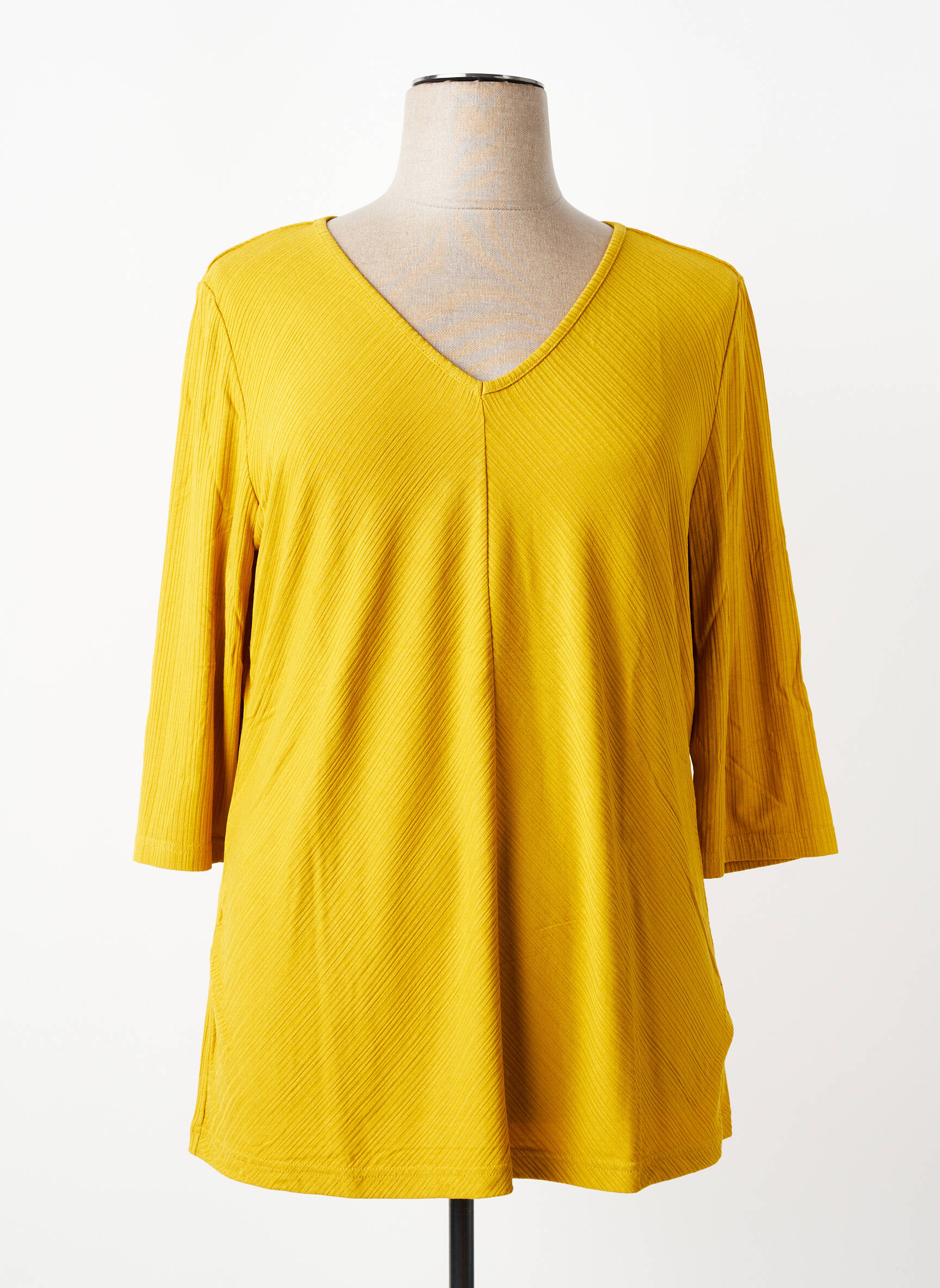 T-shirt manches 3/4 manches 3/4 jaune SHEEGO femme