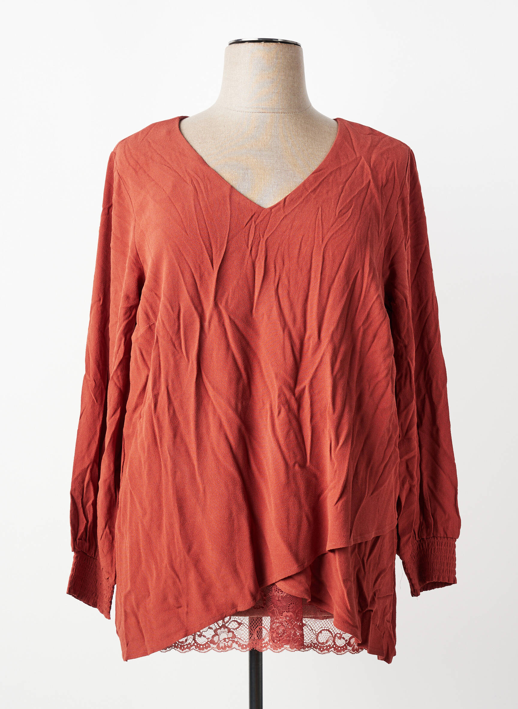 Blouse manches longues manches longues marron SHEEGO femme
