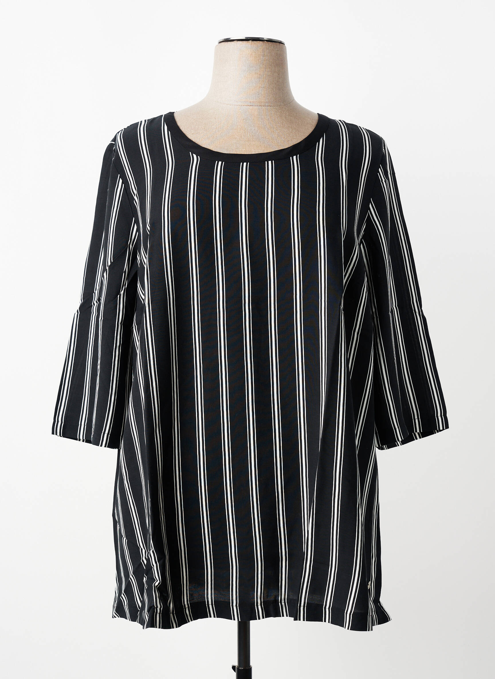 Top col rond manches 3/4 noir SHEEGO femme
