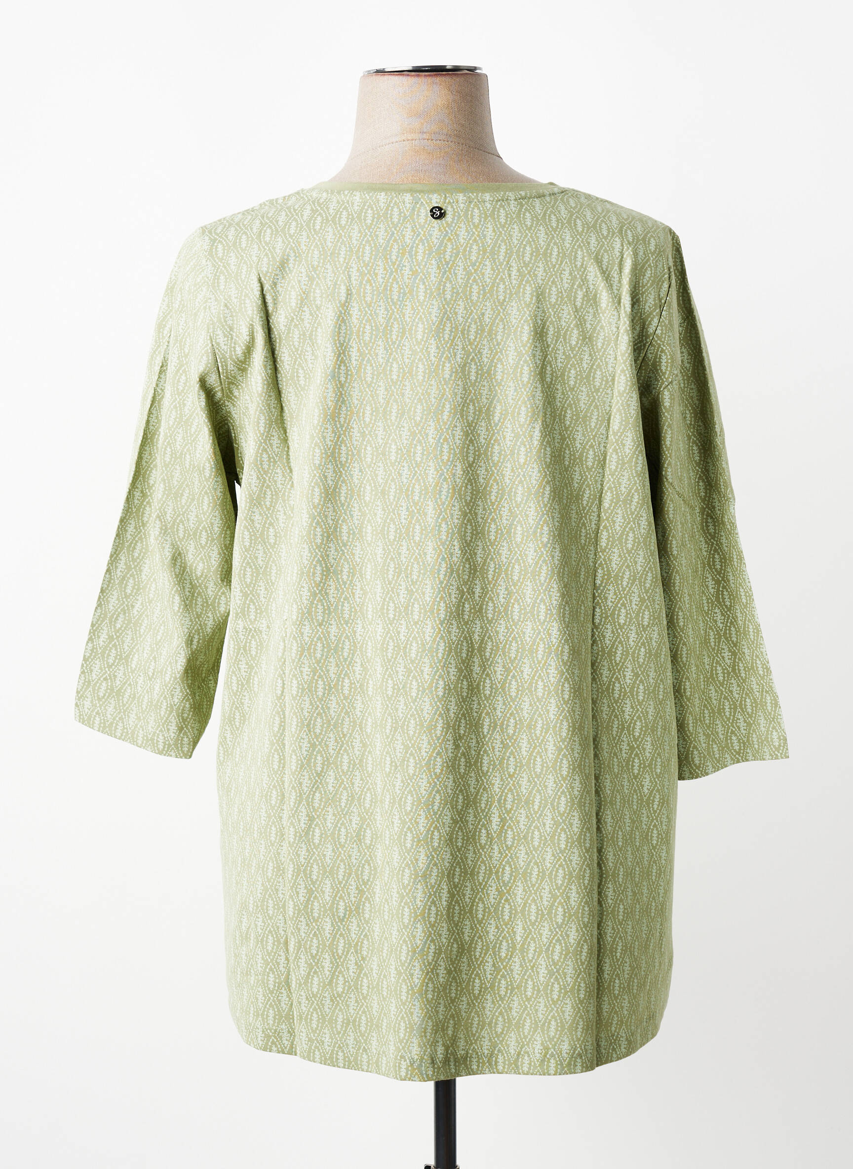 Blouse tissage popeline manches 3/4 vert SHEEGO femme
