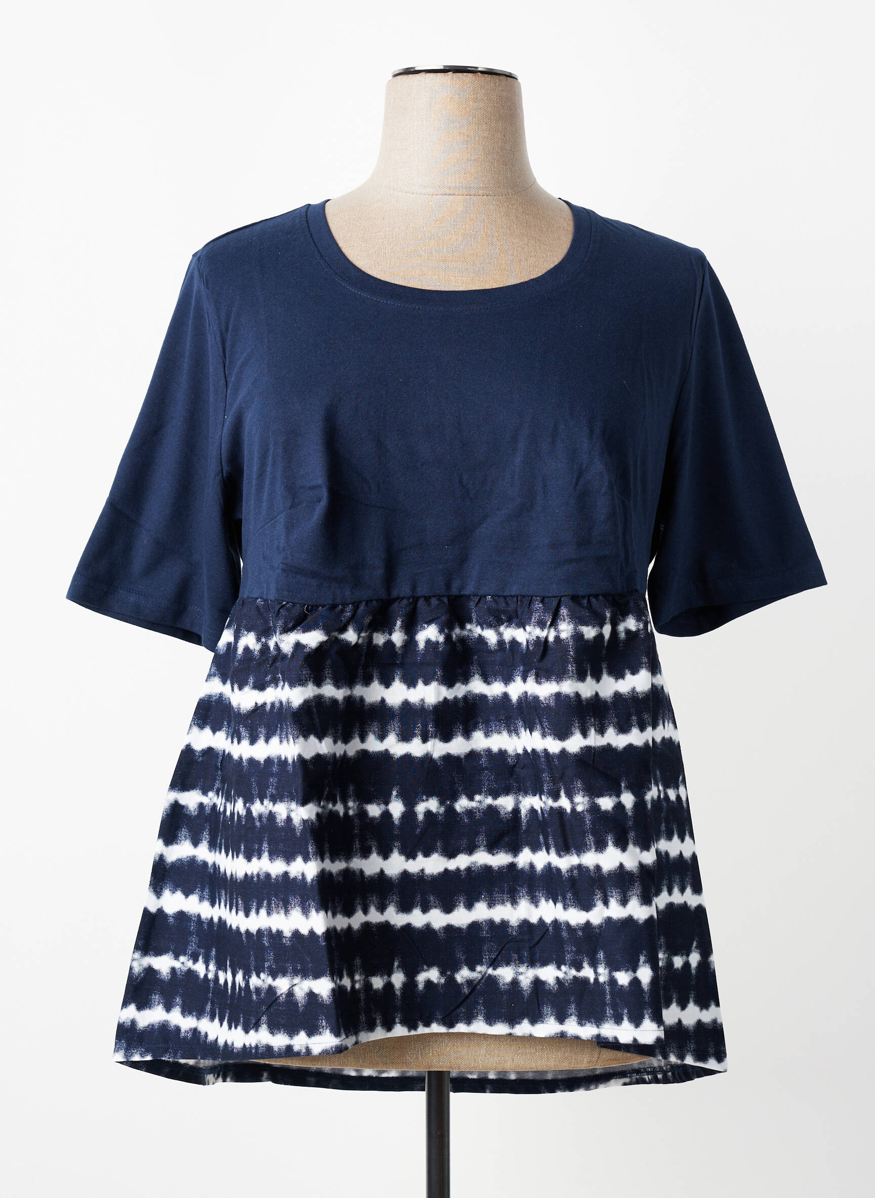 Top stretch manches 3/4 bleu SHEEGO femme