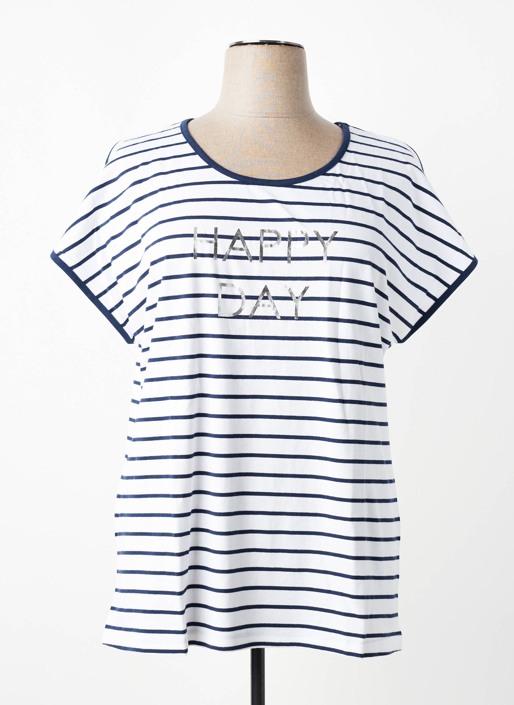 T-shirt coupe droite manches courtes blanc SHEEGO femme