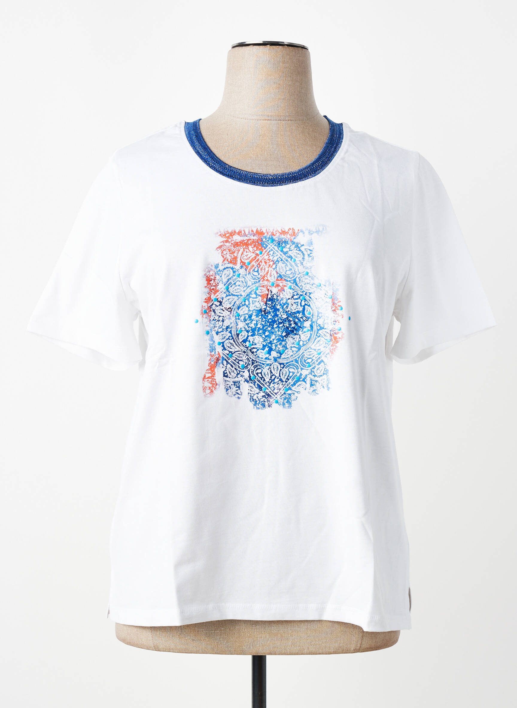 T-shirt imprimé fantaisie manches courtes blanc SHEEGO femme