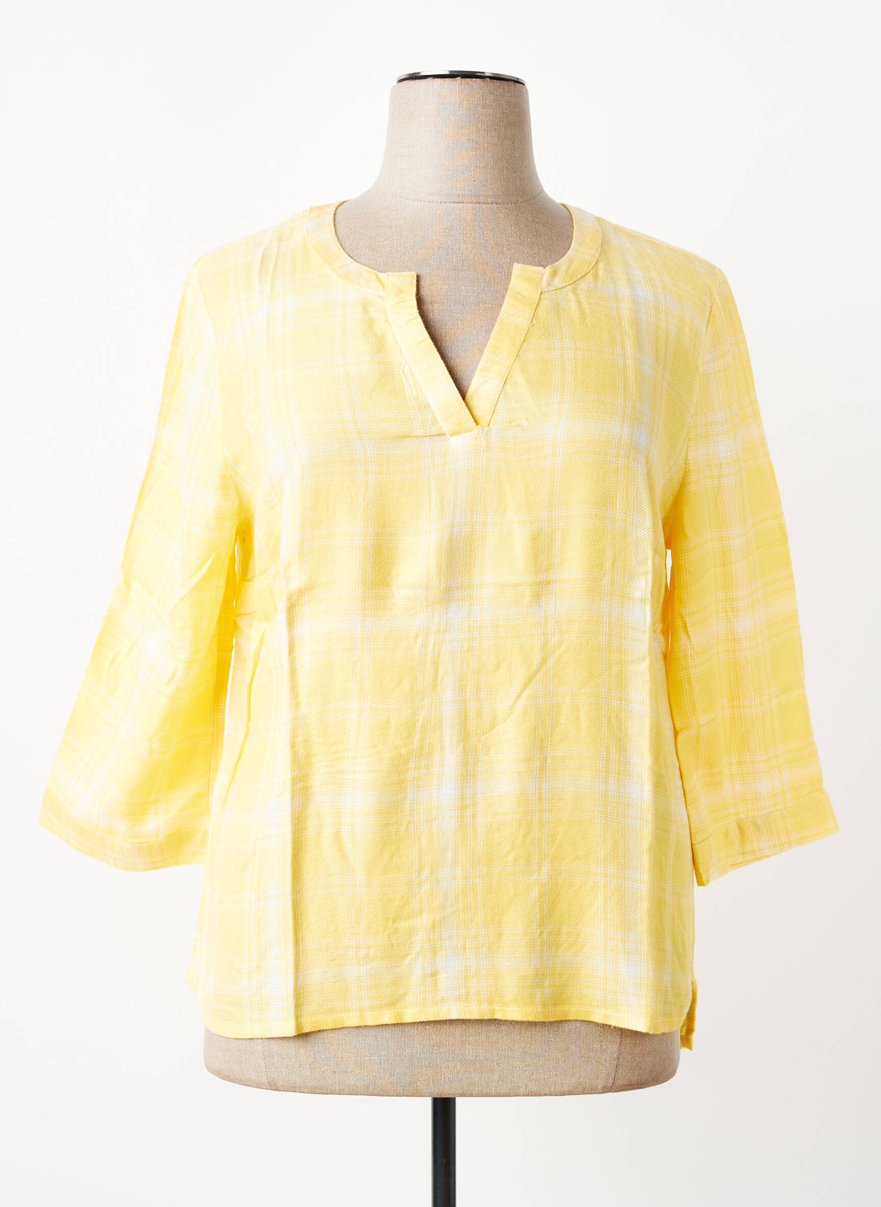 Blouse poignets boutonnés avec fente manches 3/4 jaune SHEEGO femme