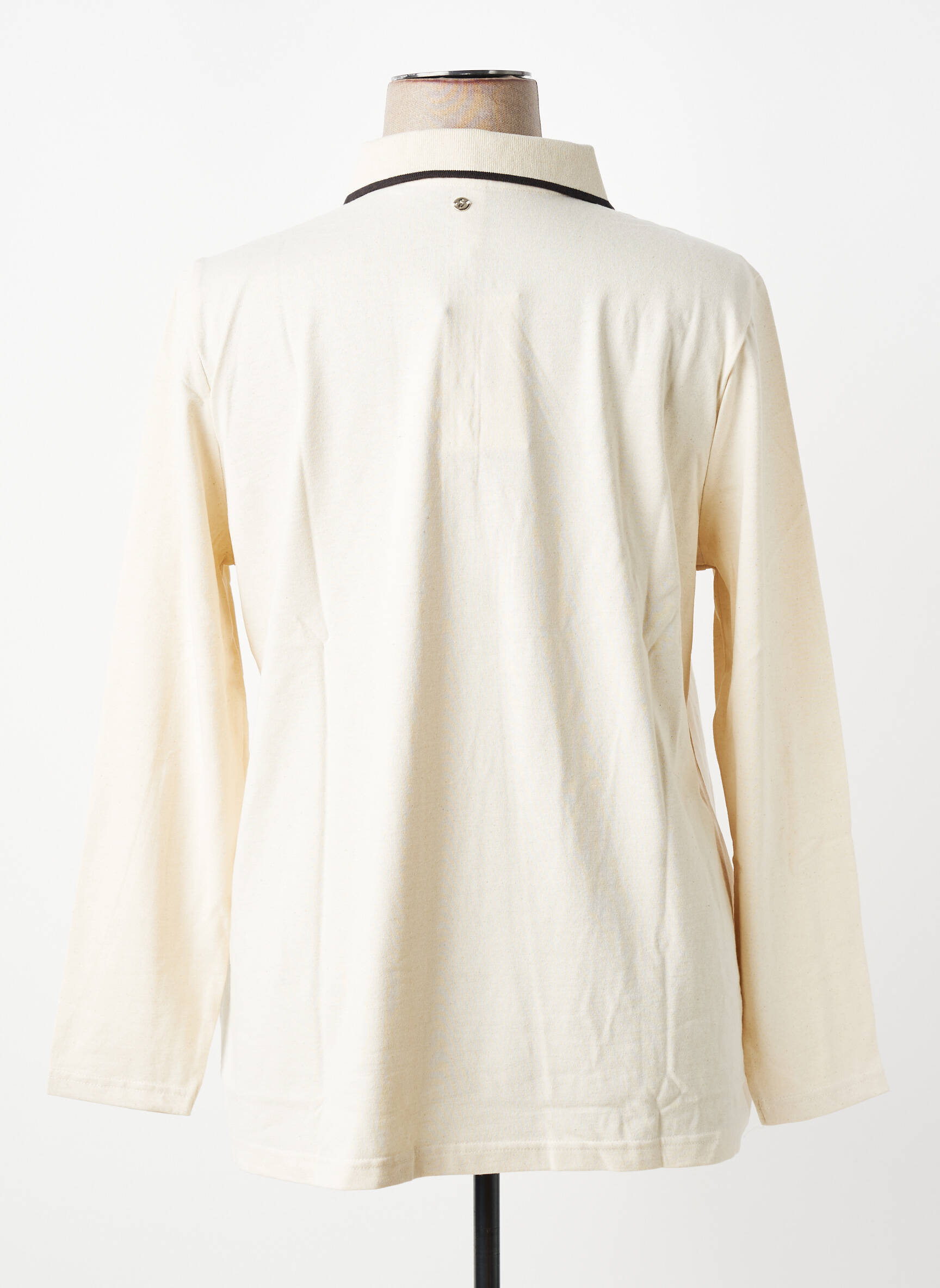Polo fermeture boutonnée sur le devant manches longues beige SHEEGO femme