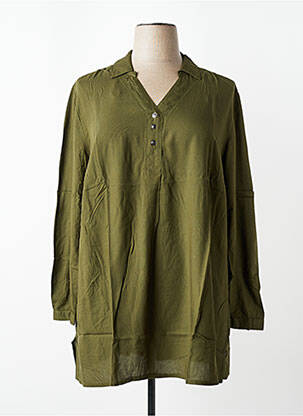 Tunique manches longues fermeture boutonnée sur le devant vert SHEEGO femme