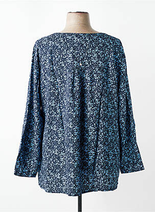 Blouse tissage popeline manches longues bleu SHEEGO femme