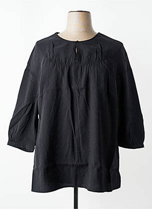 Blouse tissage popeline manches longues noir TRIANGLE femme